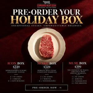 Standard Meat Club Holiday Boxes: Icon Box $249, Senku Box $349, Muse Box $399